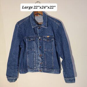 Vintage 80/90s Rustler Denim Blue Denim Trucker Jacket Size Large Made in USA